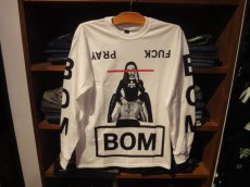 画像1: b.o.m PRAY FUCK Long Sleeve Tee(WHITE) (1)