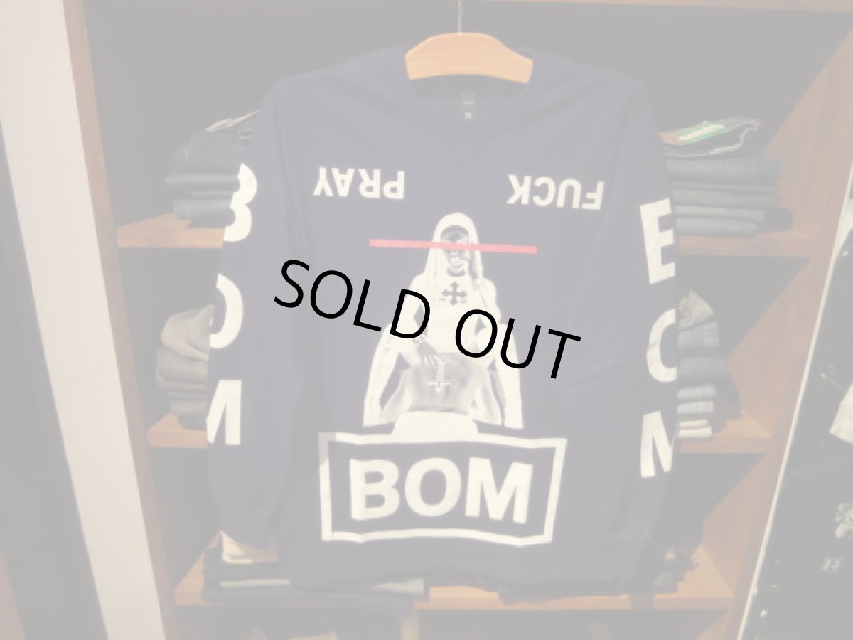 画像1: b.o.m PRAY FUCK Long Sleeve Tee(BLACK) (1)