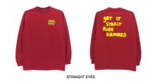 画像3: KROOKED STRAIGHT EYES Long Sleeve T-Shirt - (Cardinal Red/Yellow) (3)