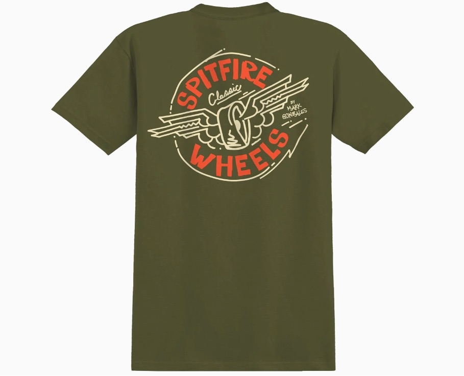 SPITFIRE GONZ FLYING CLASSIC TEE (MILITARY GREEN)