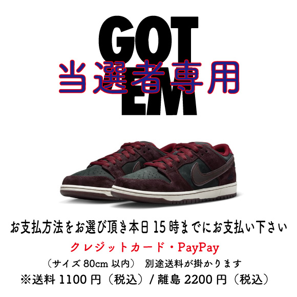 当選者専用/Nike SB Dunk Low Pro x Riot Skateshop